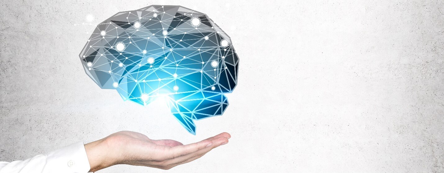 Hand holding image of brain